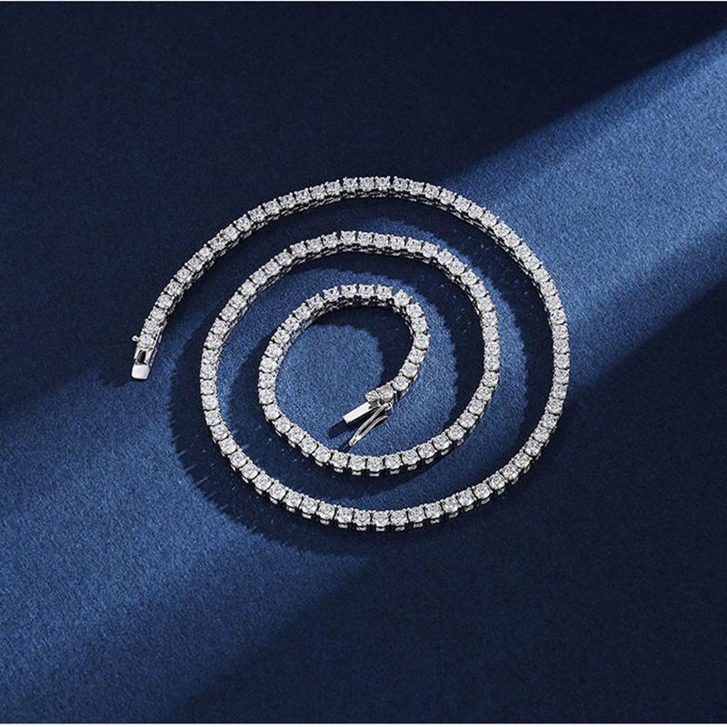 Pendant Necklaces Real 4mm With GRA Sterg Sier Moissanite Tennis Necklace Women Men Chain Fine Jewelry NecklacePendant