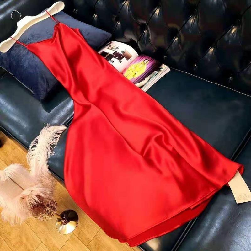 Casual Dresses Silk Dress 2023 Summer Women Long Satin Slip Spaghetti Strap Elegant Lady Sexy Party Plus Size S-4XL