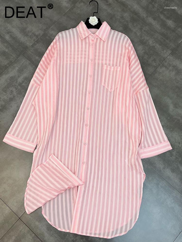 Women' Blouses & Shirts Turn-down Collar Full Sleeves Striped Single Breasted Shirt Dress Female Vestido Tide Loose Long WW70411LWomen' Ch, Pink
Women' Blouses & Shirts Turn-down Collar Full Sleeves Striped Single Breasted Shirt Dress Female Vestido Tide Loose Long WW70411LWomen' Ch, Pink