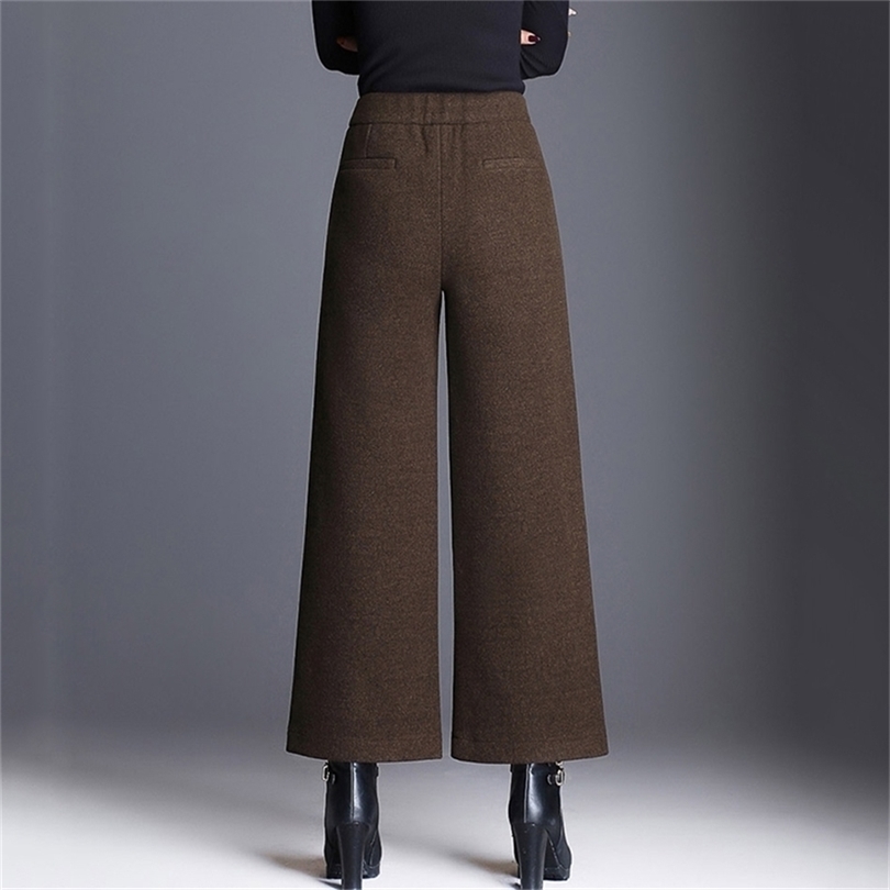 Mom Wide Leg Pants Fashion thick Pants new woolen Trousers Women Loose Casual big size 5XL Pants female 201012