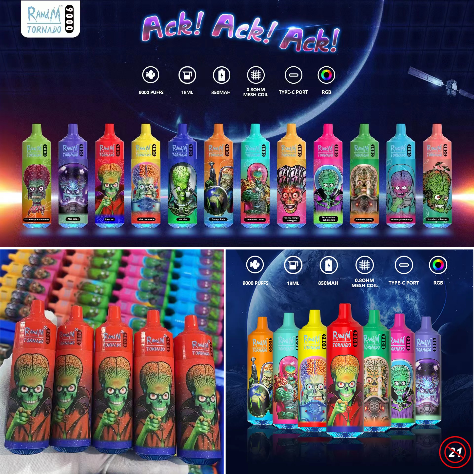 Authentic RandM Tornado 9000 Puffs Disposable Vape 0.8ohm Mesh Coil 18ml Pod Battery Rechargeable Electronic Cigs 9K 0% 2% 3% 5% E Cigarettes RGB Light 12 Colors In Stock
Authentic RandM Tornado 9000 Puffs Disposable Vape 0.8ohm Mesh Coil 18ml Pod Battery Rechargeable Electronic Cigs 9K 0% 2% 3% 5% E Cigarettes RGB Light 12 Colors In Stock