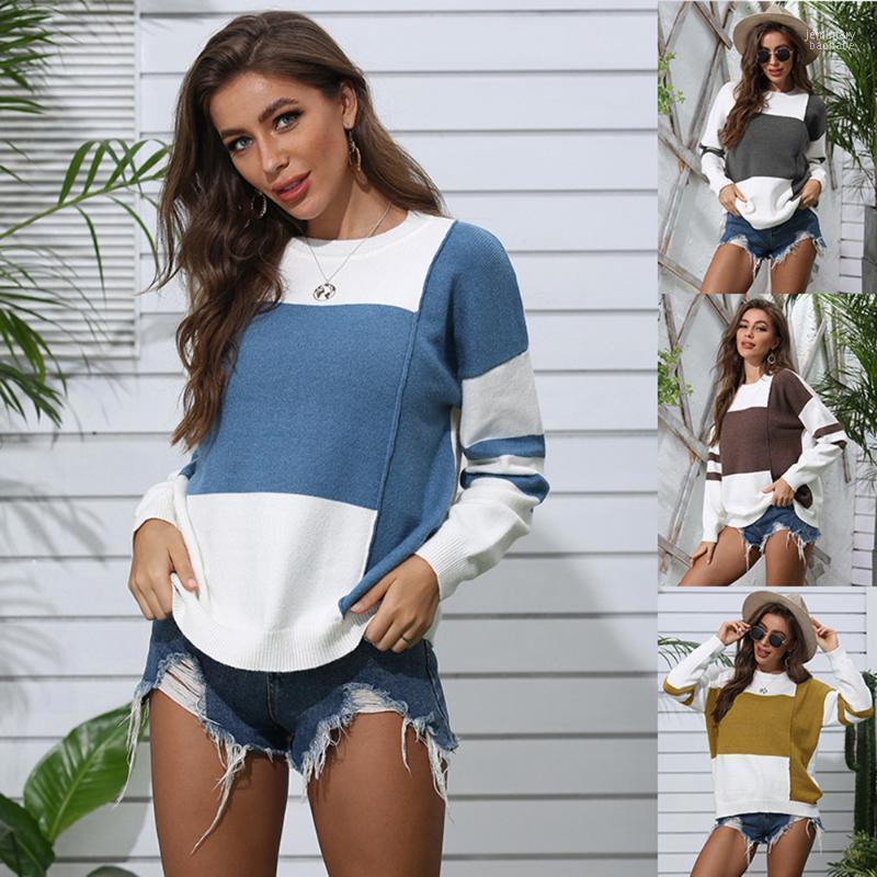 Women' Sweaters Autumn And Winter Style European American Sweater Contrast Stitching Round Neck Pullover Jemi22, Blue
Women' Sweaters Autumn And Winter Style European American Sweater Contrast Stitching Round Neck Pullover Jemi22, Blue