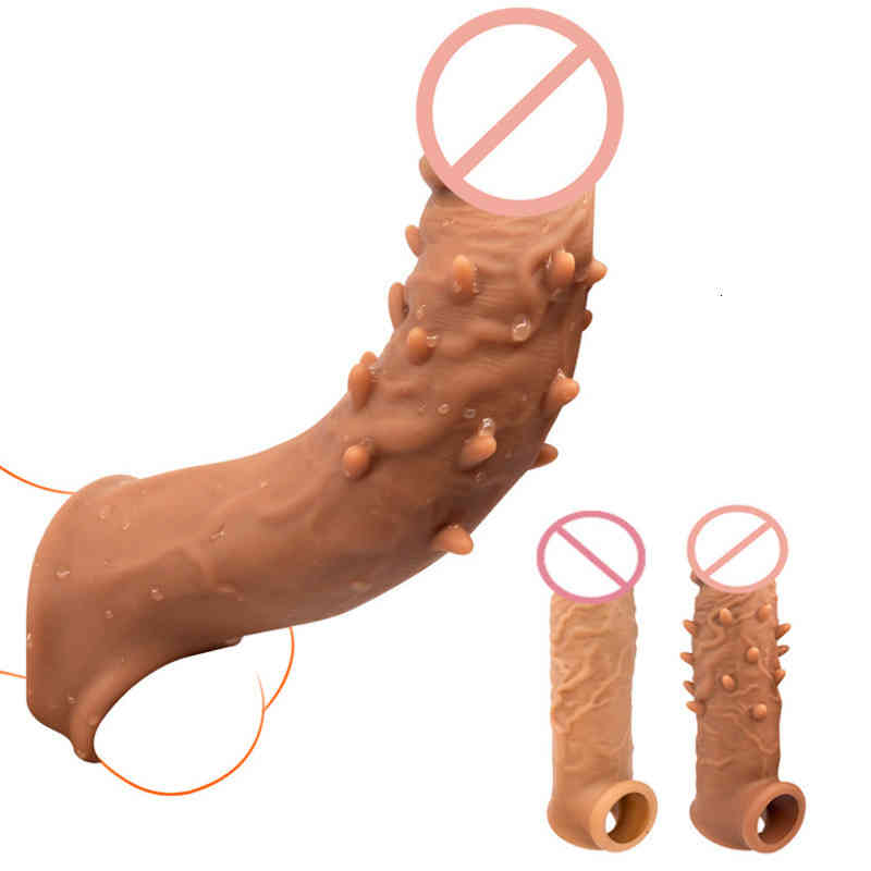 Sexy Toys Massager Vibrator Men's Liquid Silicone Sperm Lock Ring Penis Cover Simulated Lengthened and Thickened Wolf Tooth Crystal Fun Toy