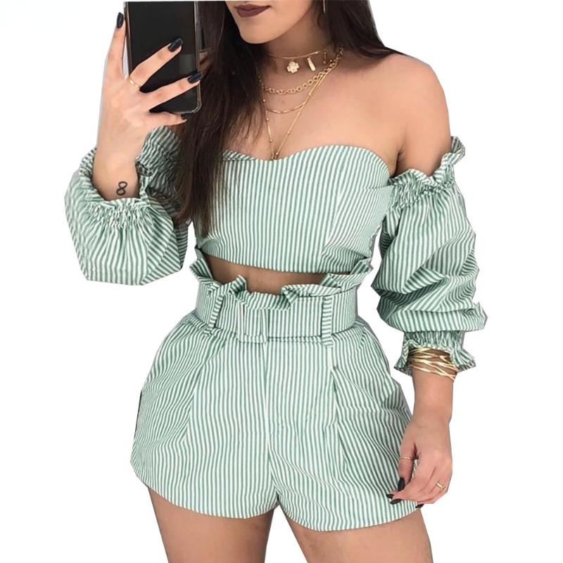 Women' Tracksuits Women Off Shoulder Long Sleeve Stripes Print Blouse Shirt Shorts Suit Two Piece SetWomen, Turquoise
Women' Tracksuits Women Off Shoulder Long Sleeve Stripes Print Blouse Shirt Shorts Suit Two Piece SetWomen, Turquoise