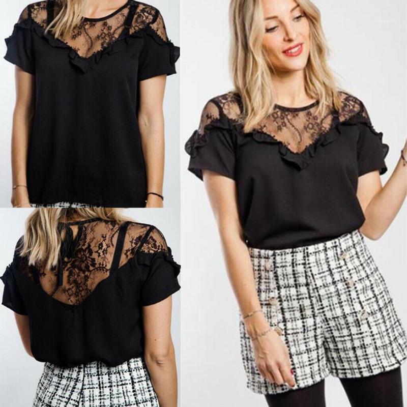 Style Fashion Women Lace Flower See Through Tops Short Sleeve Ruffles Round Neck Casual Blouses Women' & Shirts, As pic
Style Fashion Women Lace Flower See Through Tops Short Sleeve Ruffles Round Neck Casual Blouses Women' & Shirts, As pic