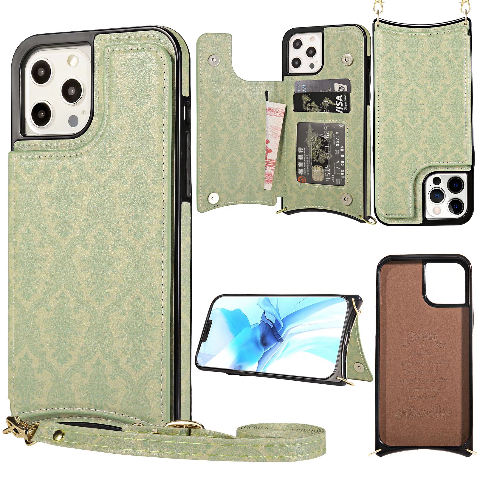 Phone Cases for iphone 14 13 12 11 Pro max Case Iphone 8 8P X Xr Xs Protective Leather Handbag Covers with Card Pocket and Adjust Rope KickStand Designer Phones Cover US UK, Grass green
Phone Cases for iphone 14 13 12 11 Pro max Case Iphone 8 8P X Xr Xs Protective Leather Handbag Covers with Card Pocket and Adjust Rope KickStand Designer Phones Cover US UK, Grass green