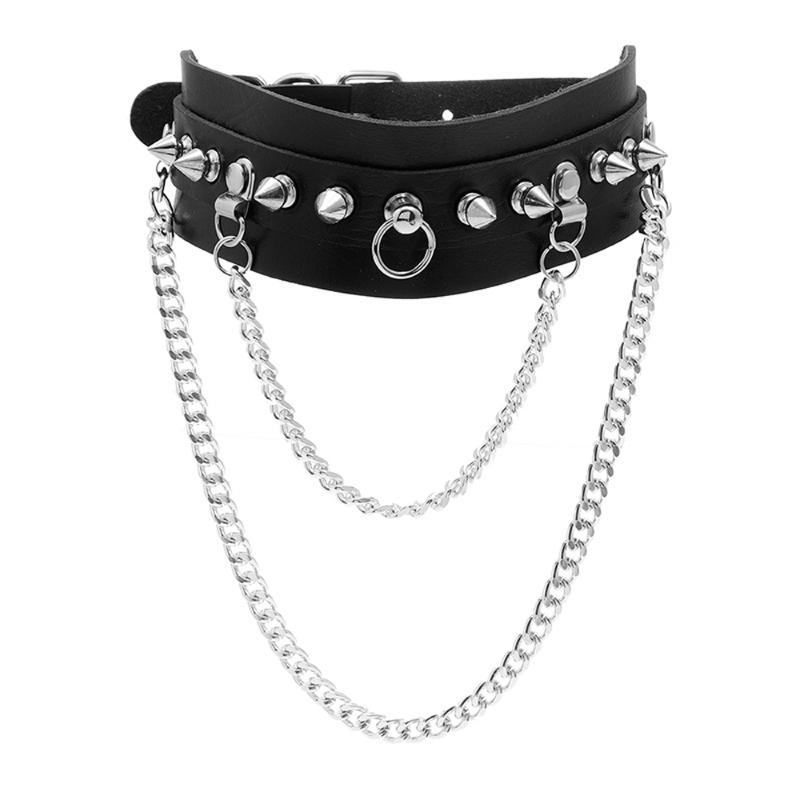 Pendant Necklaces Fashion Punk Personality Exaggerated Spiked Rivet Leather Necklace Nightclub Bar Black Double Chain Sexy Clavicle JewelryP
Pendant Necklaces Fashion Punk Personality Exaggerated Spiked Rivet Leather Necklace Nightclub Bar Black Double Chain Sexy Clavicle JewelryP