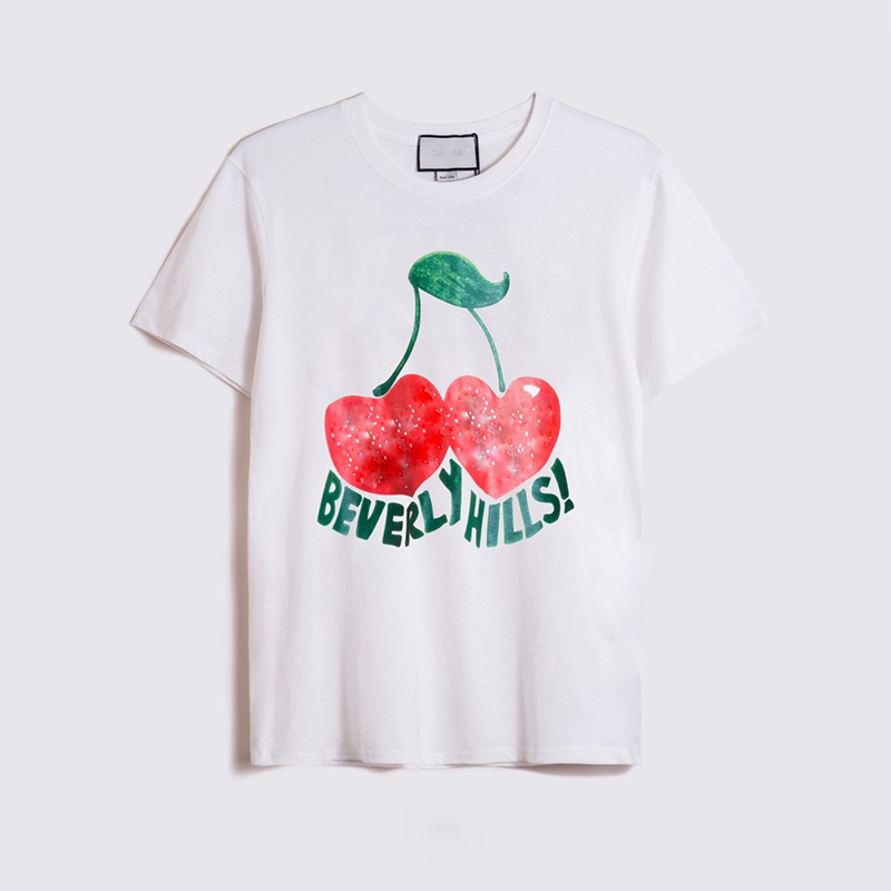 

22s beverly hills Cherry designer tops t-shirt mens fashion luxury clothing short sleeve mans women Punk Bear print letter Summer breathing Casual Tees plus size S, 24