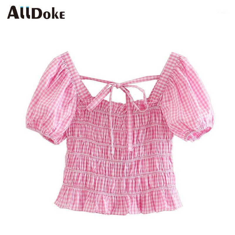 Women' Blouses & Shirts ALLDOKE Pink Casual Plaid Women Blouse Summer Lace Up Sexy Crop Tops Shirt Lantern Sleeve Slim Ruffles Blusas Mujer
Women' Blouses & Shirts ALLDOKE Pink Casual Plaid Women Blouse Summer Lace Up Sexy Crop Tops Shirt Lantern Sleeve Slim Ruffles Blusas Mujer