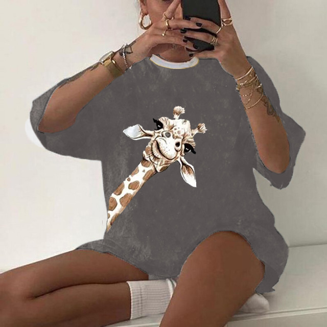 Harajuku Tshirts Women Sun and Moon Print Loose T Shirt Plus Size Women s Clothing Streetwear Funny Tshirt Graphic Tee Tops 220714