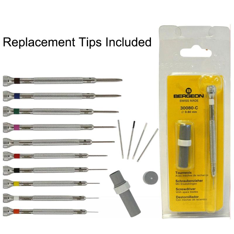 Repair Tools & Kits Bergeon 30080 Chrome-Plated Flat Head Screwdriver With Replacement Tips Sizes From 0.50 - 3.00mm
Repair Tools & Kits Bergeon 30080 Chrome-Plated Flat Head Screwdriver With Replacement Tips Sizes From 0.50 - 3.00mm