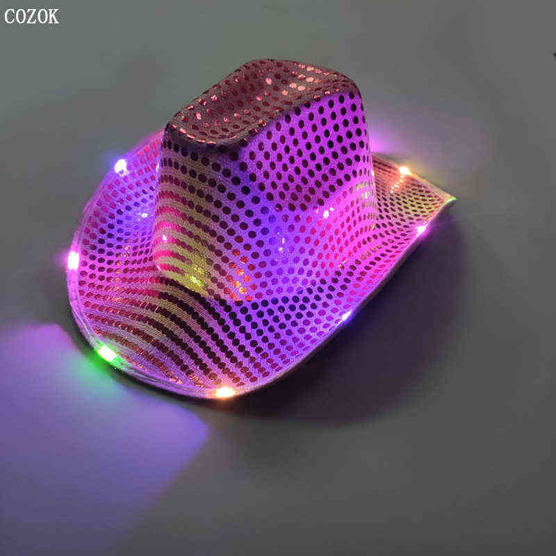 Carnival Festival LED Luminous Sequins Cowboy Hat Hip-Hop Party Cap Fashion Trend Unisex Glowing Ambilight At Night Beach Czapka Y220708, Z01
Carnival Festival LED Luminous Sequins Cowboy Hat Hip-Hop Party Cap Fashion Trend Unisex Glowing Ambilight At Night Beach Czapka Y220708, Z01