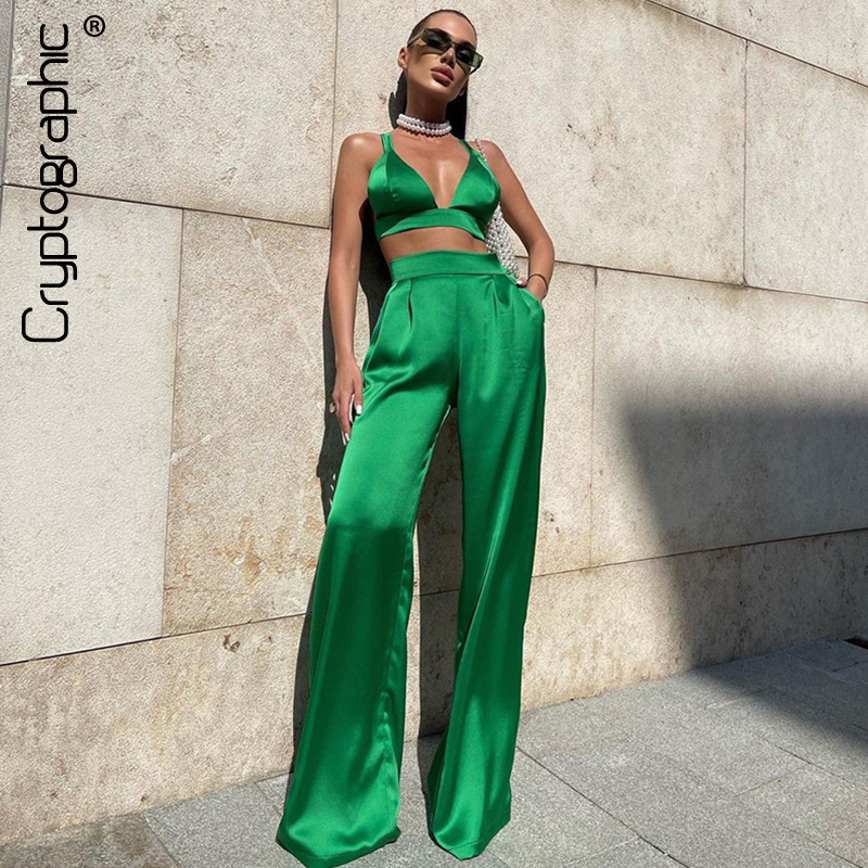 Silky Satin Camis Crop Top and Pants 2 Piece Set for Women Matching Sets Outfits Sexy High Waist Pants Streetwear, Black
Silky Satin Camis Crop Top and Pants 2 Piece Set for Women Matching Sets Outfits Sexy High Waist Pants Streetwear, Black