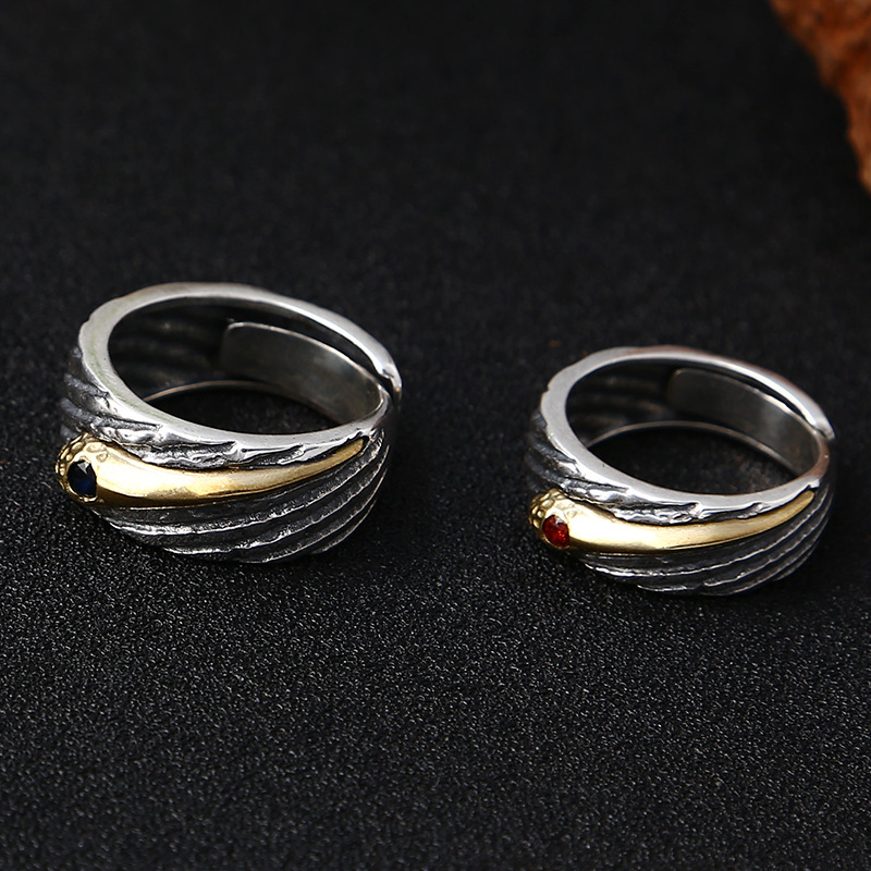 925 sterling silver couple adjustable band rings antique vintage handmade designer gothic punk hip-hop Luxury jewelry accessories