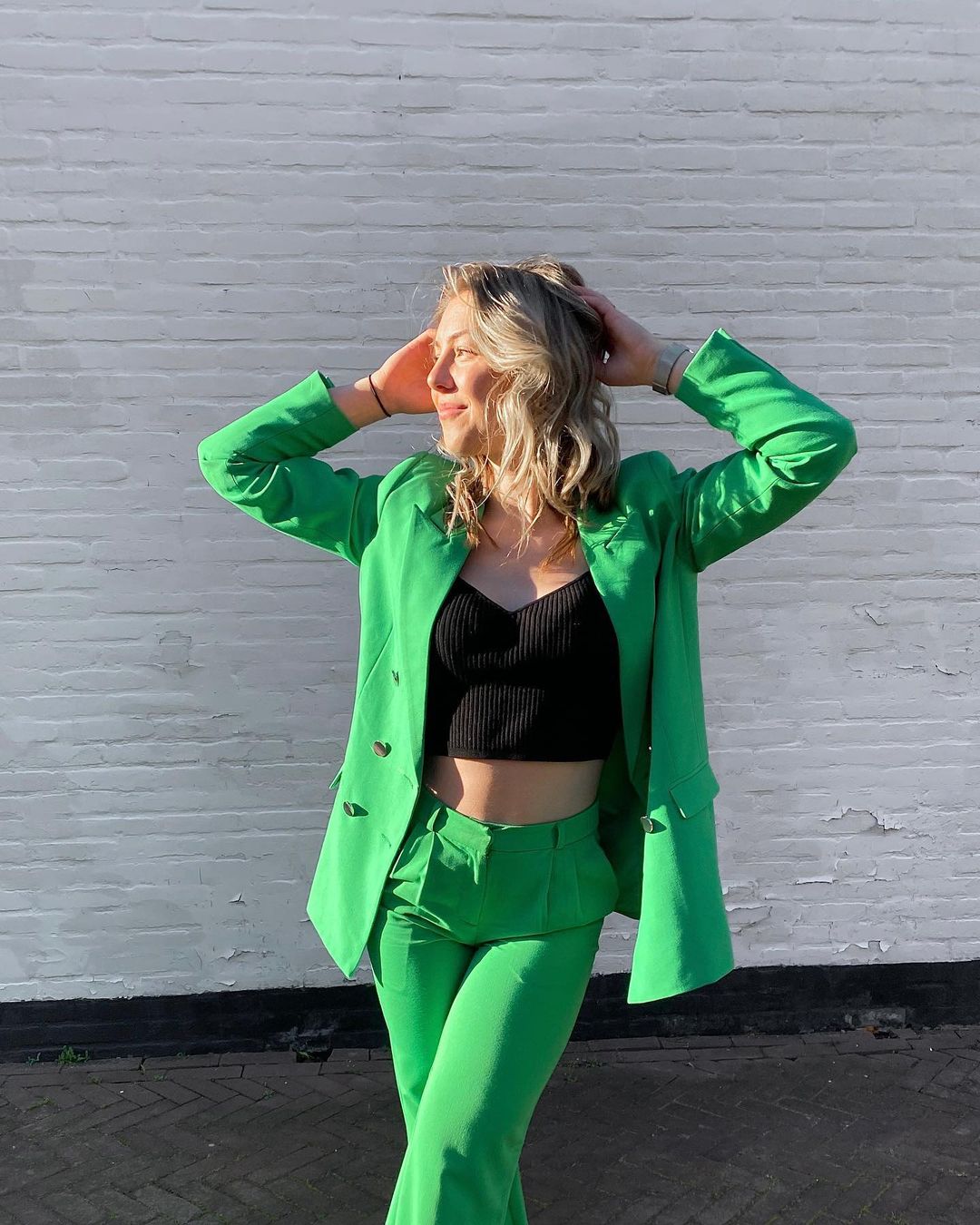 Bright Green Women Blazer Suits Street Style Power Slim Fit Evening Party Formal Outfit Wedding Wear 2 Pieces
