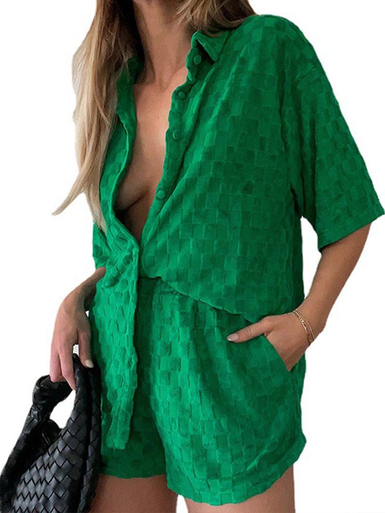 Women' Tracksuits Casual Women' Suit Single Breasted Turn-down Collar Plaid Shirts And Elastic High Waist Shorts Lady Outfit Fashion, Black
Women' Tracksuits Casual Women' Suit Single Breasted Turn-down Collar Plaid Shirts And Elastic High Waist Shorts Lady Outfit Fashion, Black