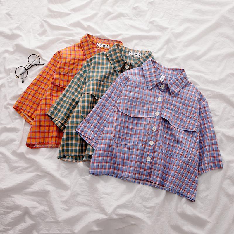Vintage Preppy Style Turn-Down Collar Short Sleeve Blouses Korean Plaid Pockets Streetwear Shirts 2022 Chic Blusas Mujer Women's &, Orange
Vintage Preppy Style Turn-Down Collar Short Sleeve Blouses Korean Plaid Pockets Streetwear Shirts 2022 Chic Blusas Mujer Women's &, Orange