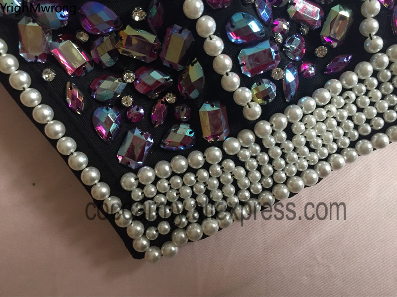 Crystal Diamond Sequin Rivet Pearl Corset Bras Push Up Crop Top Punk Bustier Luxury Goth Ballroom Costume Stage Party 220325