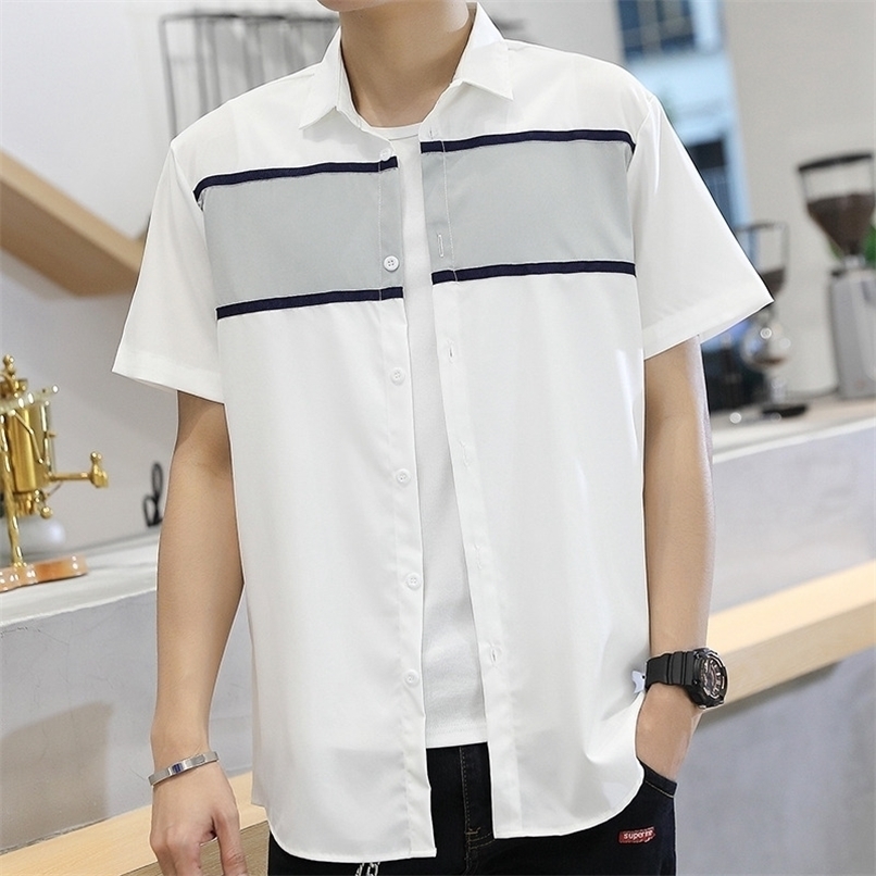 Summer thin style short-sleeved shirt male han edition easing trend handsome coat wind 220322