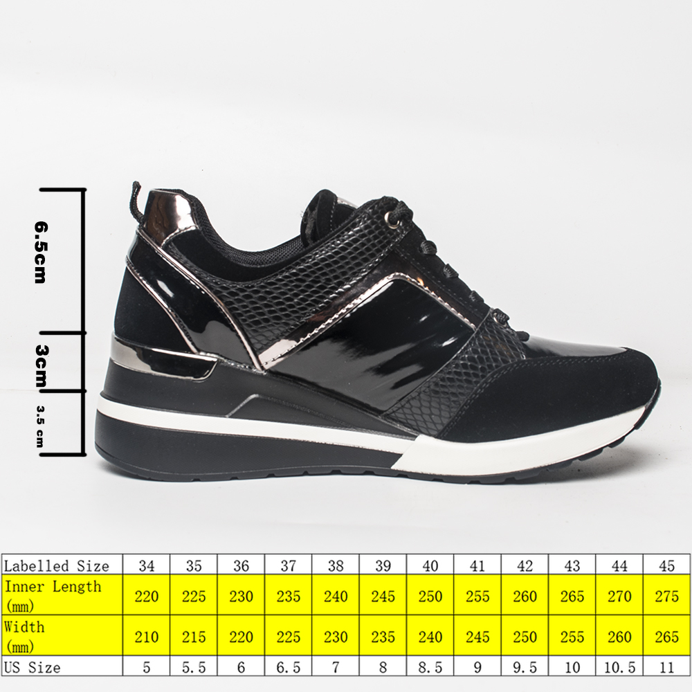 6.5cm Women Casual Shoes Down Leather Waterproof Platform Hidden Heel Wedge Shoes Chunky Sneakers Comfortable Lace Up, Black
6.5cm Women Casual Shoes Down Leather Waterproof Platform Hidden Heel Wedge Shoes Chunky Sneakers Comfortable Lace Up, Black