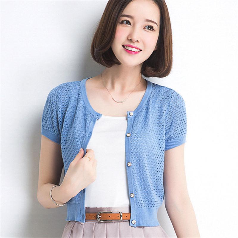 Women' Knits & Tees Female Short Design All-Match Air Conditioning Shirt Sunscreen Knitted Jacket Thin Summer Short-Sleeve Cardigan Small C, White v
Women' Knits & Tees Female Short Design All-Match Air Conditioning Shirt Sunscreen Knitted Jacket Thin Summer Short-Sleeve Cardigan Small C, White v