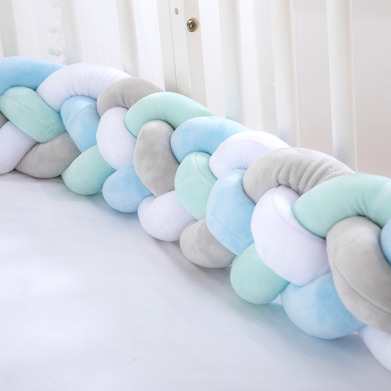 1M2M Baby Bed Bumper Knotted Braided Handmade Soft Pillow Pad Cushion Nursery Cradle Infant Room Long Knotted Braid Pillow 240422