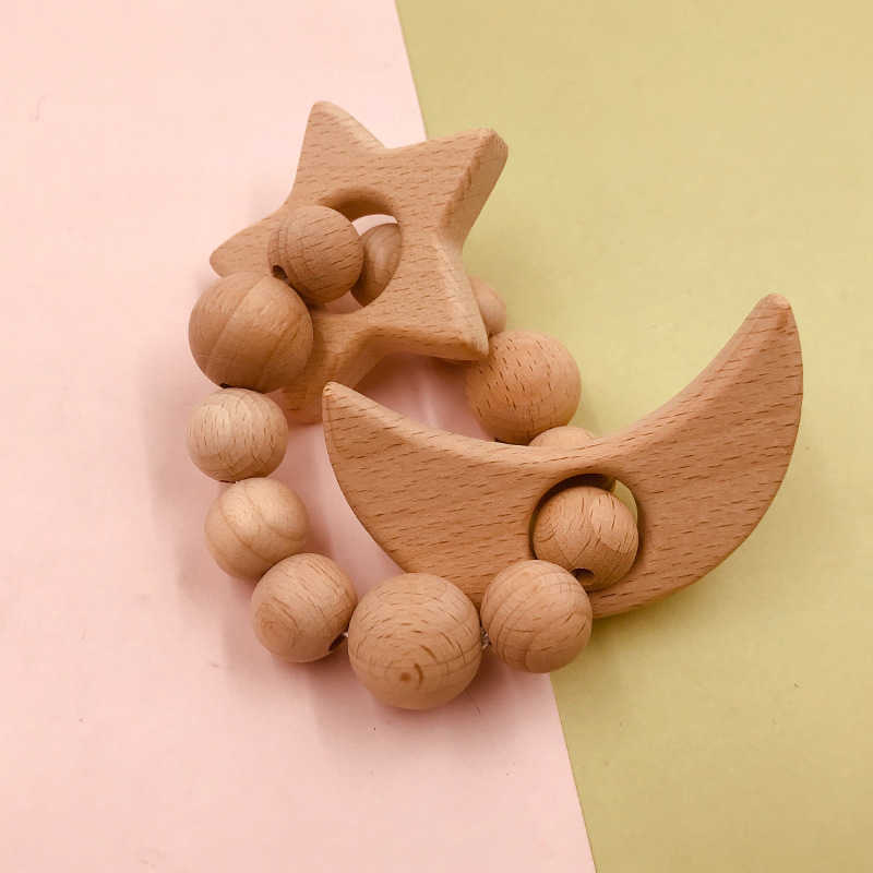 Natural Wooden Pacifier Ring clips Teethers for Baby Health Care Accessories Infant Fingers Exercise Toys Colorful Silicon Beaded Soother