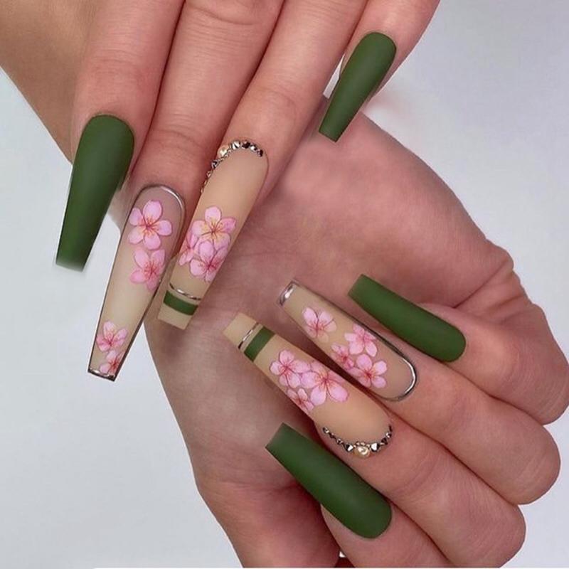 False Nails 24Pcs French With Peach Blossom Rhinestones Designs Long Coffin Ballerina Fake Manicure Art Tips Press On Nail, No glue
False Nails 24Pcs French With Peach Blossom Rhinestones Designs Long Coffin Ballerina Fake Manicure Art Tips Press On Nail, No glue