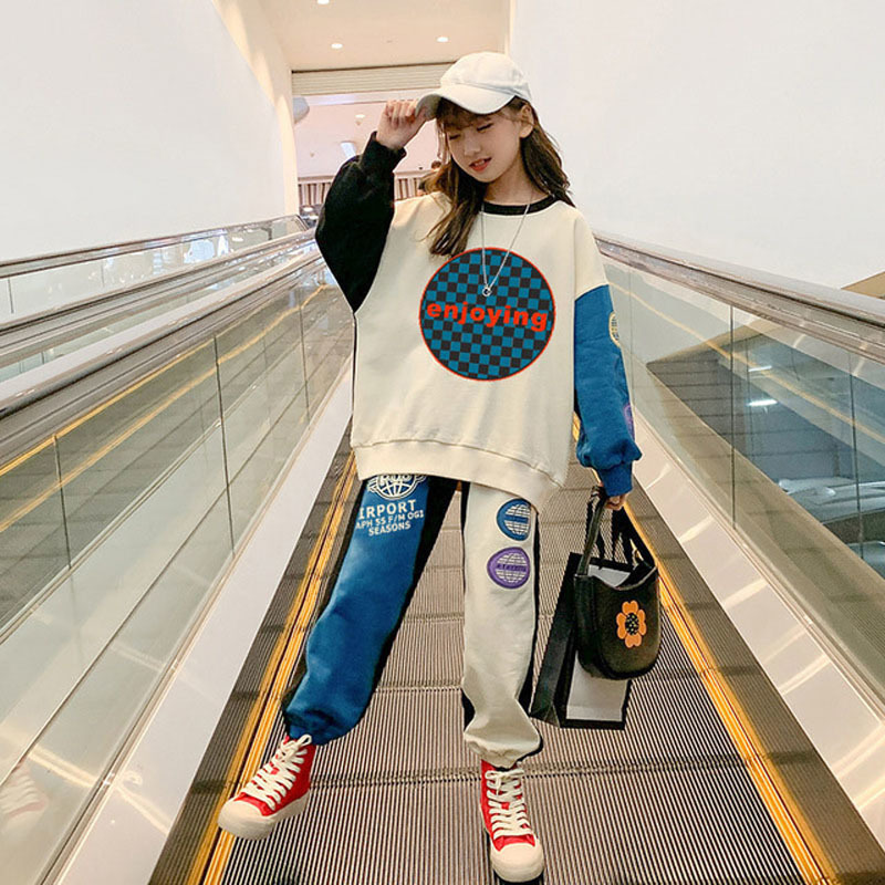 Kids Clothes Suit Girls Autumn Clothing Fashion Casual Big Children'S Letter Sweater+ Leggings Two-Piece Set 220507