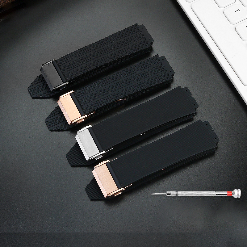 Watchband for HUBLOT BIG BANG Silicone 25x19mm Waterproof Men's Watch Strap Chain Watch Accessories Rubber Bracelet wristband 220620