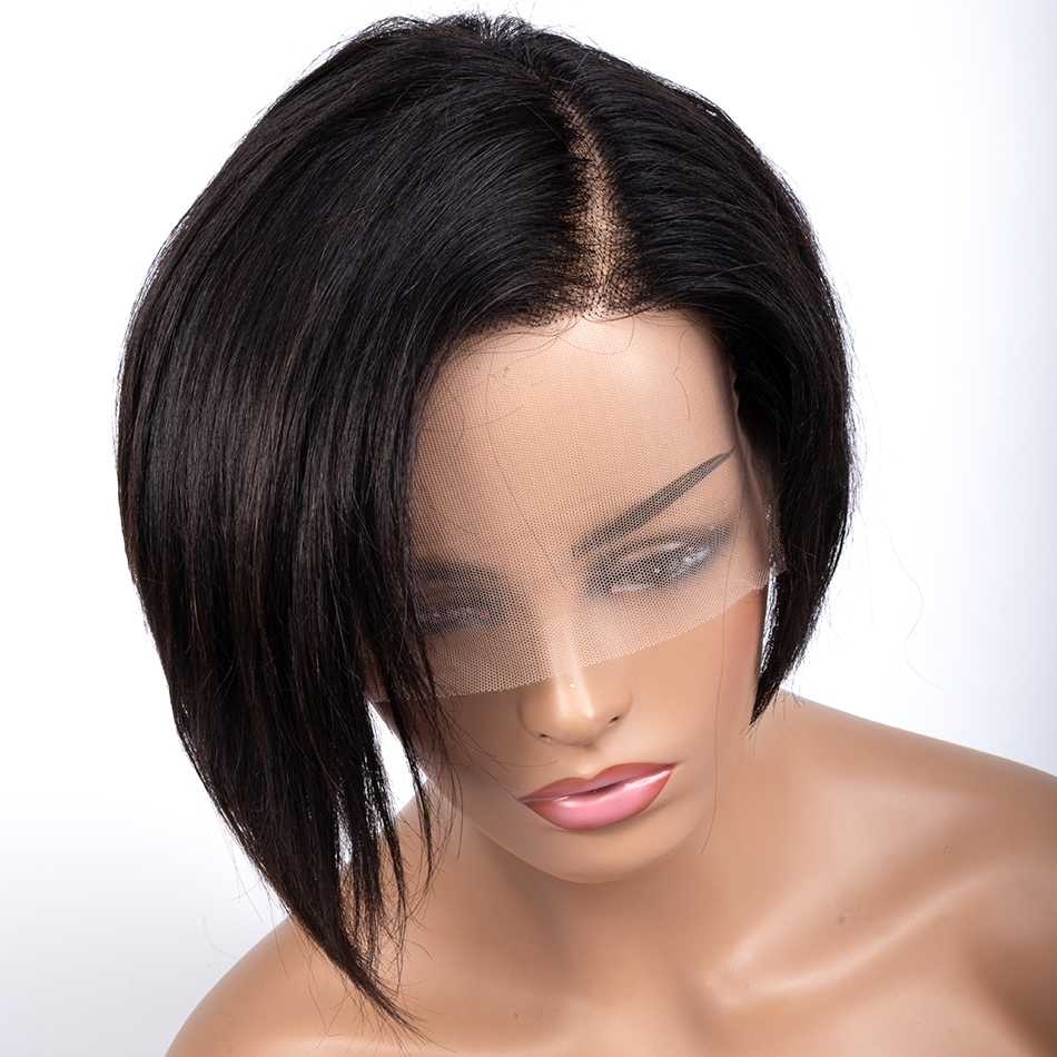 Straight Pixie Cut Hd Lace Front Human Hair Wig Preplucked For Black Women Transparent Short Bob Wig Brazilian Remy 150% density DIva2