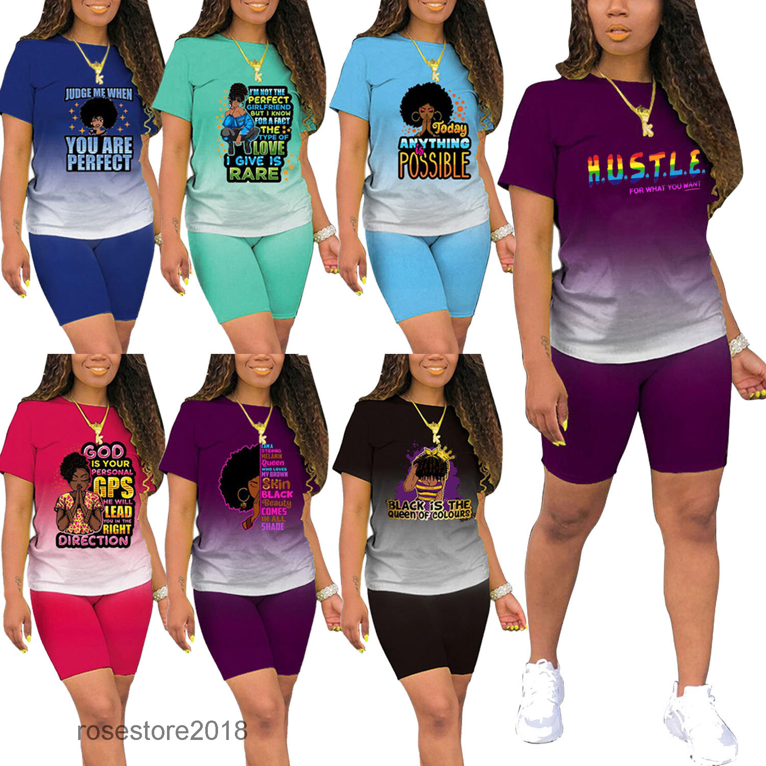 Plus size 5XL Women summer clothing short sleeve T-shirt shorts solid color two piece set outfits casual print sportswear jogger suit, Mix or give list
Plus size 5XL Women summer clothing short sleeve T-shirt shorts solid color two piece set outfits casual print sportswear jogger suit, Mix or give list