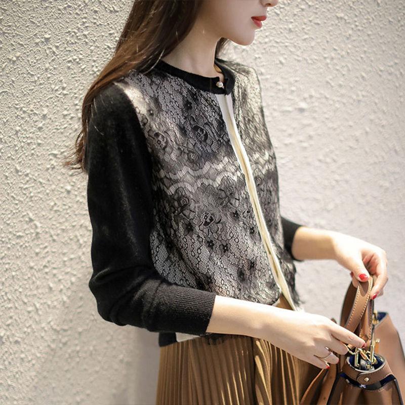 Women's Knits & Tees Lace Stitched Thin Knit Cardigan 2022 Spring Style Slim And Versatile Long Sleeved TopWomen's, Black
Women's Knits & Tees Lace Stitched Thin Knit Cardigan 2022 Spring Style Slim And Versatile Long Sleeved TopWomen's, Black