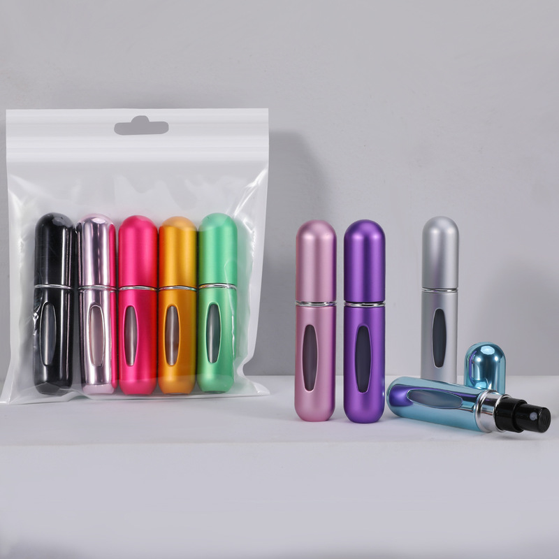 TYCBEU 5pcs Refillable Small Vials Top Quality Perfume Spray Container Aluminum Bottle Empty Tool Travel Liquid Perfume Bottles 220711