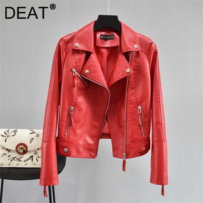 DEAT Autumn Pu Faux Soft Leather Motorcycle Zipper Jacket Coat Female Turndown Collar Slim Biker Coats Streetwear MK292 210709, Black
DEAT Autumn Pu Faux Soft Leather Motorcycle Zipper Jacket Coat Female Turndown Collar Slim Biker Coats Streetwear MK292 210709, Black