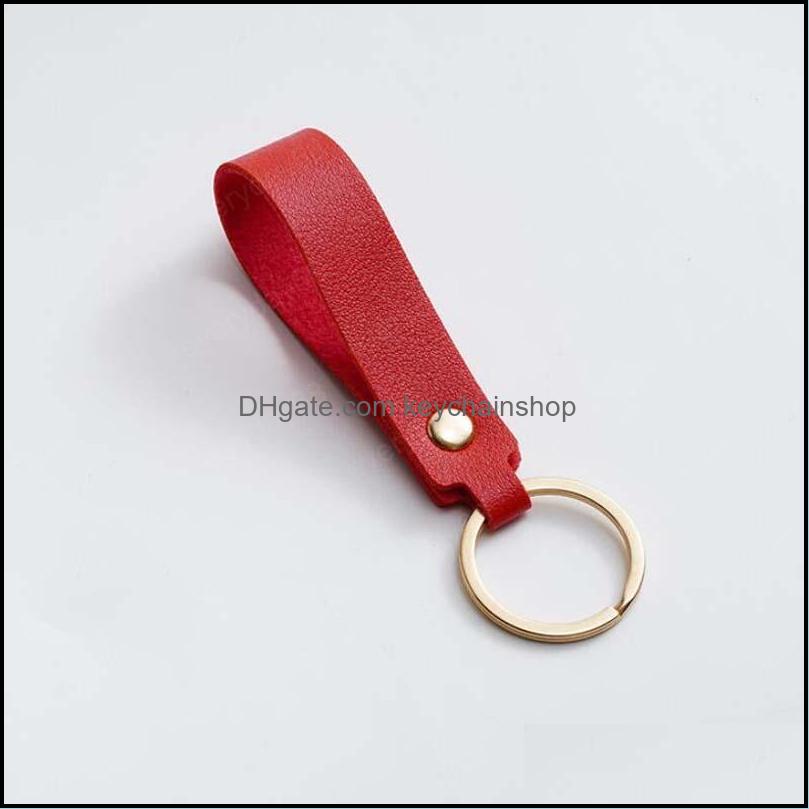 Key Rings Jewelry Fashion Pu Leather Keychain Business Gift Keyring Men Women Car Strap Waist Wallet Keychains Drop Delivery 2021 Dcnsd