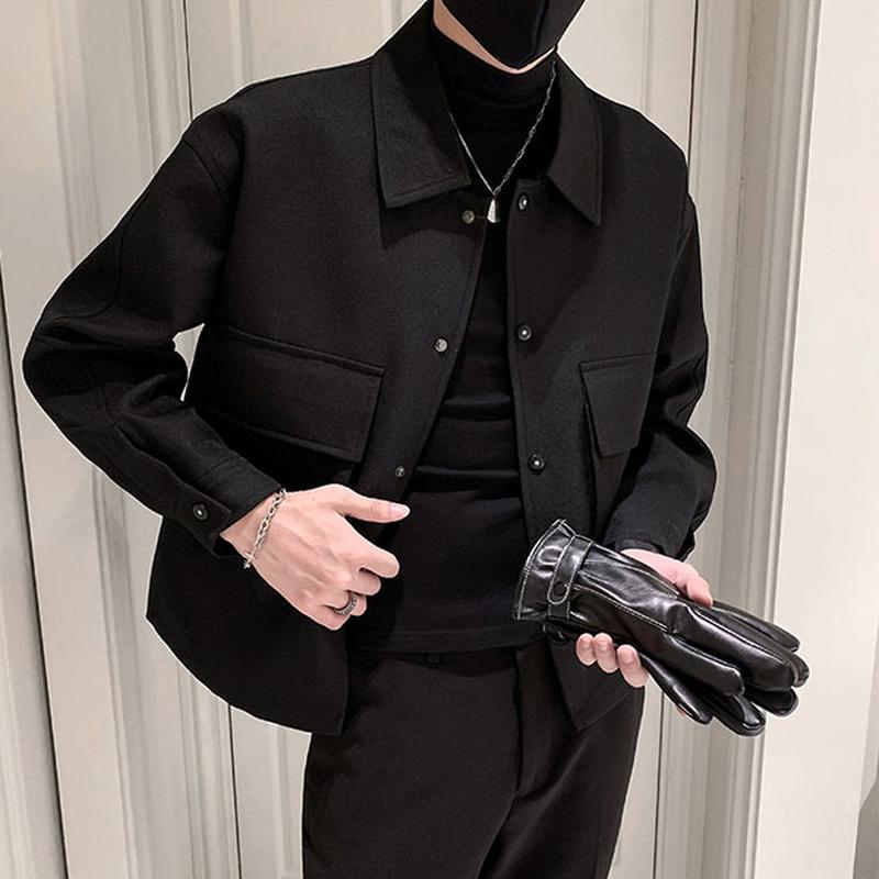 Men's Jackets Men Autumn Pockets Turn-down Collar Skinny Fashion Outwear Plus Size Streetwear Arrival BF Clothing Cazadora HombreMen's AAA