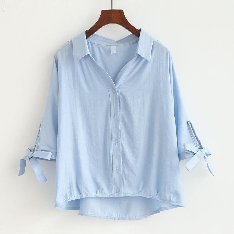 Women' Blouses & Shirts Women Fashion Korean Lapel Butotn Up Shirt Solid Irregular Chic Casaul Loose Summer Student Blusas MujerWomen, Blue
Women' Blouses & Shirts Women Fashion Korean Lapel Butotn Up Shirt Solid Irregular Chic Casaul Loose Summer Student Blusas MujerWomen, Blue