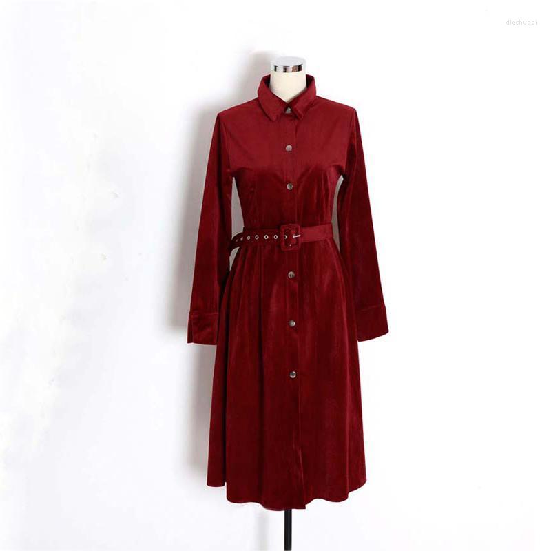 Casual Dresses PERHAPS U Solid Wine Red Turn Down Collar Corduroy Long Sleeve Sash Knee Length Shirt Dress Elegant Winter Autumn Fall D1574, As pic
Casual Dresses PERHAPS U Solid Wine Red Turn Down Collar Corduroy Long Sleeve Sash Knee Length Shirt Dress Elegant Winter Autumn Fall D1574, As pic