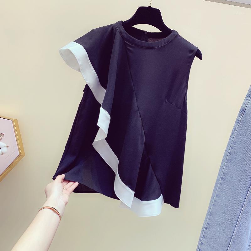 Women' Blouses & Shirts Sleeveless Ruffles Women Blouse 2022 Summer Solid O-Neck Irregular Lady Elegant Pulls Tops Tees Top Quality, Black
Women' Blouses & Shirts Sleeveless Ruffles Women Blouse 2022 Summer Solid O-Neck Irregular Lady Elegant Pulls Tops Tees Top Quality, Black