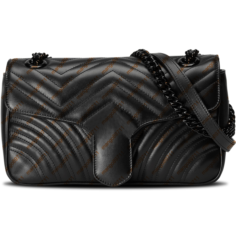 Purse Genuine Leather Woman Fashion Shoulder Bags Real Leather Handbag 22cm, Black