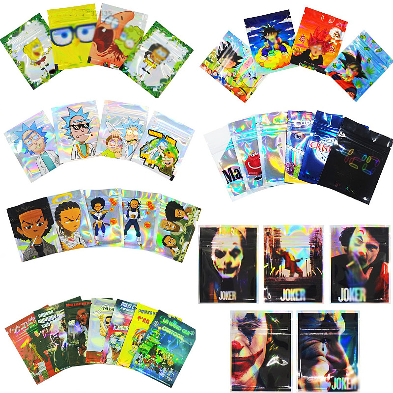 

1g mylar bag small edible food package resealable zipper Polyester film plastic with cartoon design custom