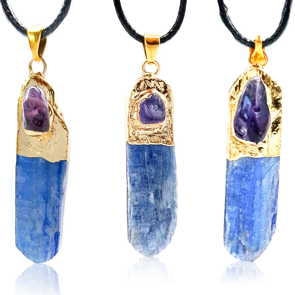 Irregular Natural Crystal Pendant Kyanite Blue Druzy Druse Inlay Amethyst Stone Necklace for women 
Irregular Natural Crystal Pendant Kyanite Blue Druzy Druse Inlay Amethyst Stone Necklace for women