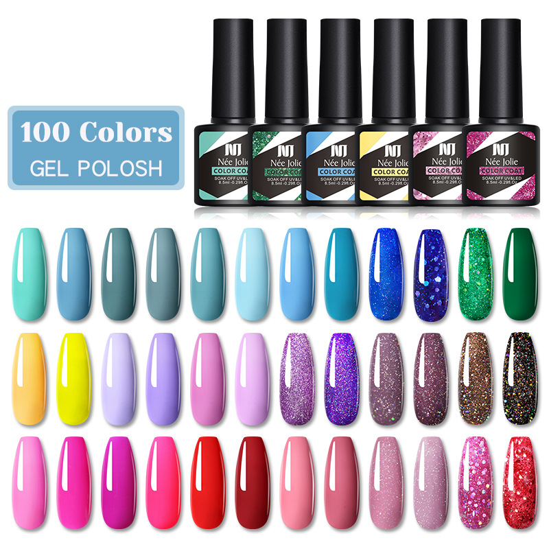 8.5ml Glitter UV Gel Nail Polish 100 Colors Spring Summer Color Varnishes Sequins Soak Off Hybrid Lacquers Varnish Colorful Nails DIY Art Decoration - view 4