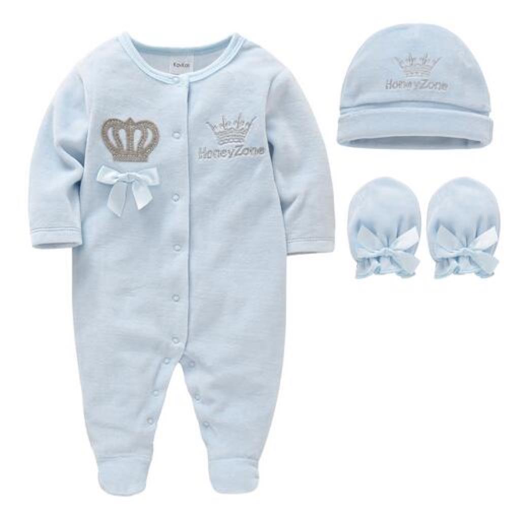 Clothing Sets Baby Kids Baby Maternity Rompers Girls Boys Infant Cotton Clothes 4Pcs Set Hat Shoes Gloves Welcome Newborn Crown Jewelry A