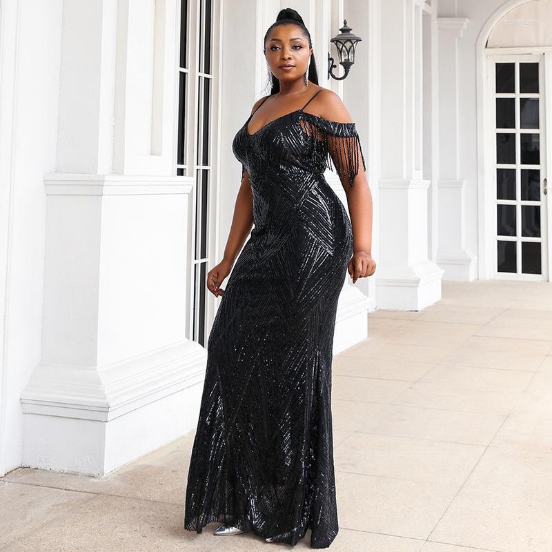 Plus Size Dresses Women Sexy Spaghetti Strap Tassel Sleeve Black Long Bodycon Mermaid Dress Elegant Party Night Vestido Echm22
Plus Size Dresses Women Sexy Spaghetti Strap Tassel Sleeve Black Long Bodycon Mermaid Dress Elegant Party Night Vestido Echm22