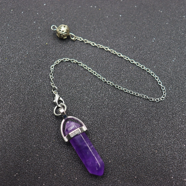 Natural Stone charms Pendulum for Dowsing Divination Hexagonal Prism Quartz Bullet Pendulum Energy Healing Crystal Reiki Chakra Pendulo
