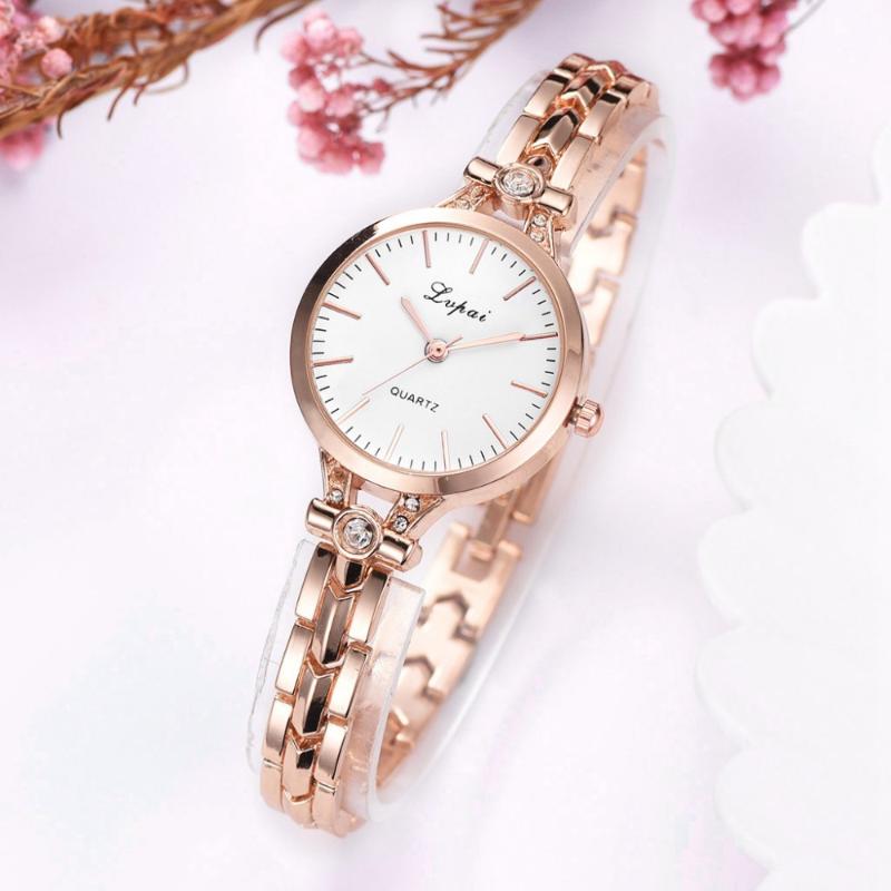 

Wristwatches Lvpai Brand Rose Gold White Quartz Watch Women Luxury Bracelet Watches Ladies Dress Crystal Relogio, Rose glod white