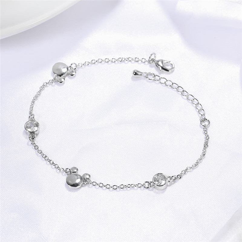 Copper Chain Mouse Charm Bracelets for Women New Style Girl Fashion Crystal Zircon Bracelet Jewelry Gift