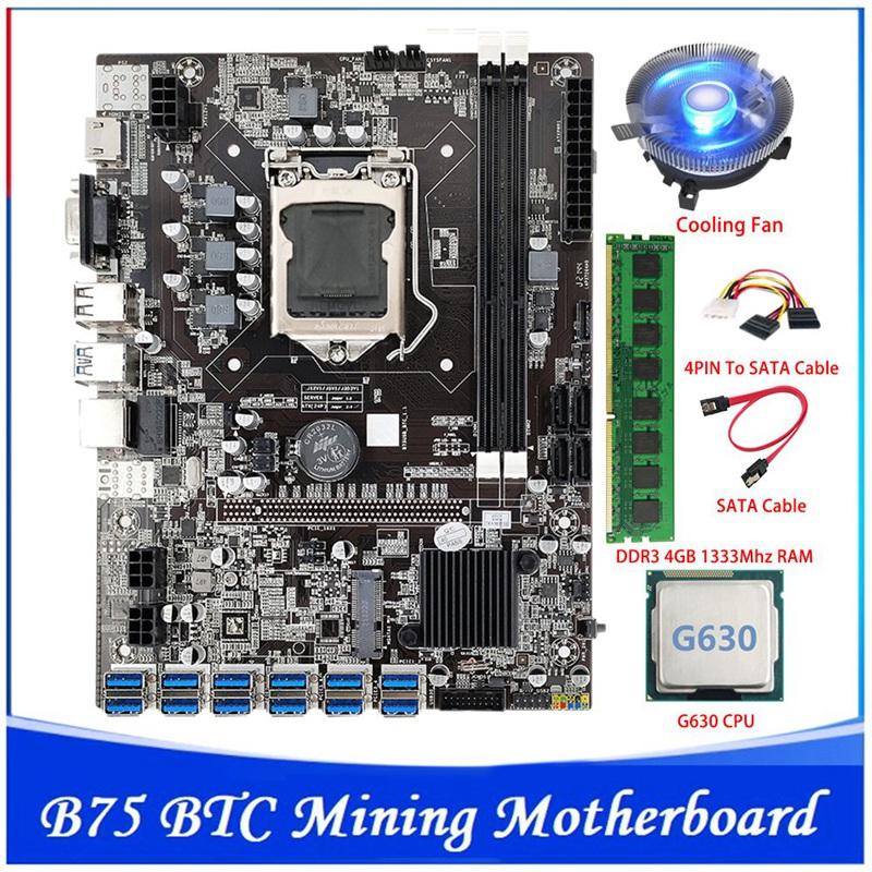 Motherboards B75 ETH Mining Motherboard 12 PCIE To USB LGA1155 G630 CPU+Cooling Fan+DDR3 4GB 1333Mhz RAM BTC Miner
Motherboards B75 ETH Mining Motherboard 12 PCIE To USB LGA1155 G630 CPU+Cooling Fan+DDR3 4GB 1333Mhz RAM BTC Miner
